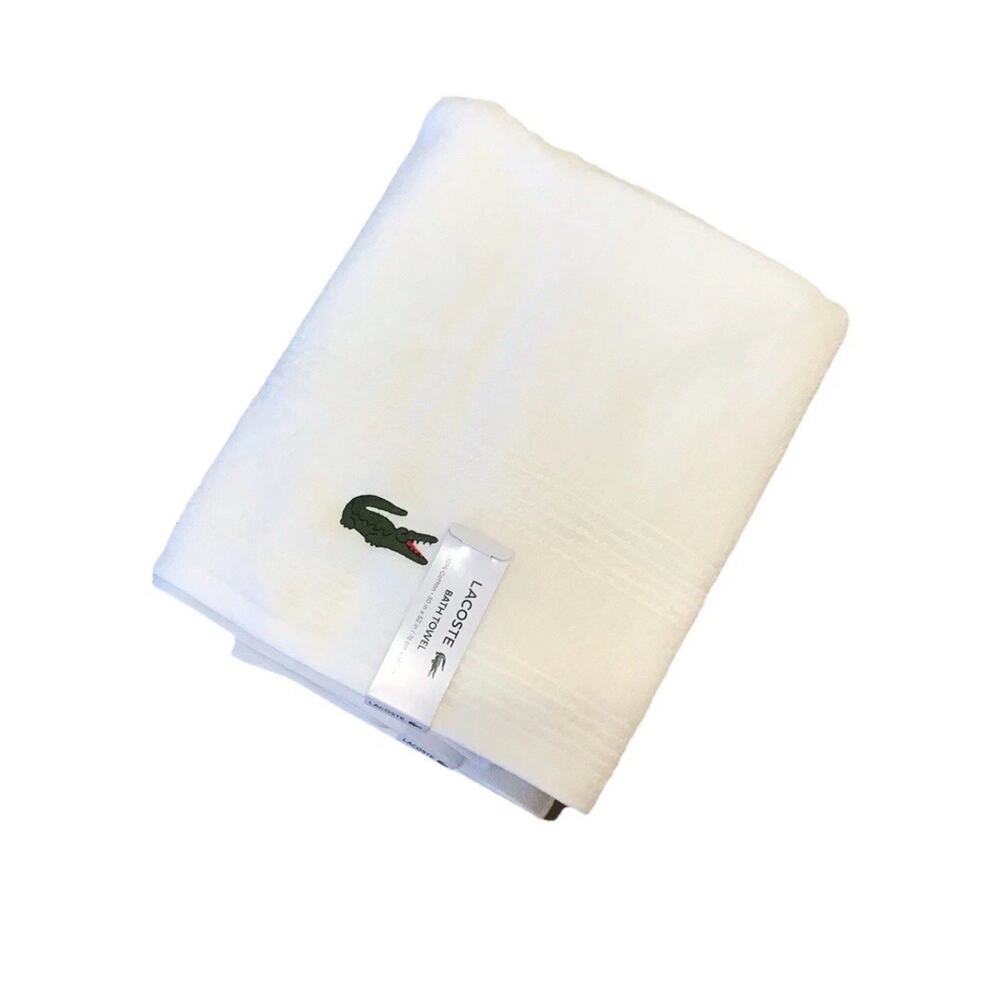 NWT -‎ Lacoste Bath Towel 100% Cotton 30"x52" White Crocodile Logo